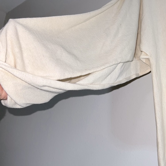 Cream Knit Top Women’s Size Small Stefanel Collectible Unique Split Long Sleeve - Picture 5 of 8